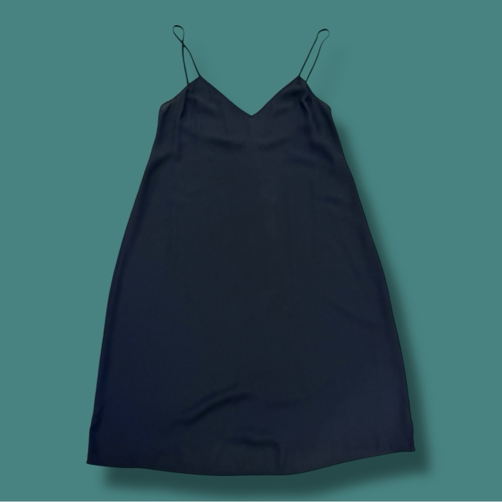 EUC Zara Semi Sheer Mini V-Neck Slip Dress in Black. Size Small - Picture 5 of 11